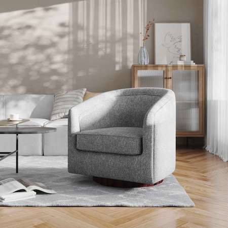 Flash Furniture Dean Club Style Commercial Barrel Accent Armchair Metal Base, Gray Fabric Upholstery BS-AC22-064-GRY-GG